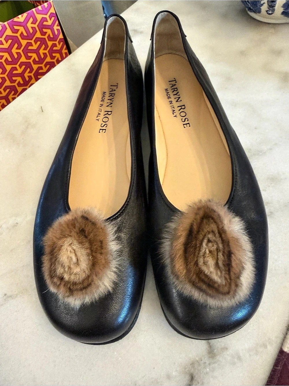 Vintage Taryn Rose Women's Fur Accent Flats US 8